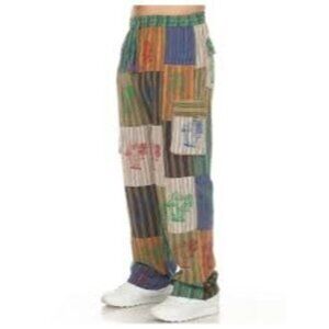 THE COLLECTION ROYAL Men Hippie Patchwork Pants Multi Color Pull On Size Small